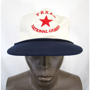 Vintage Texas National Guard White Blue Red Lone Star Snapback Cap Hat